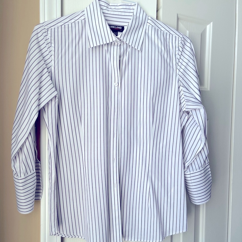 Women’s 3/4 Sleeve Purple Stripped Blouse.